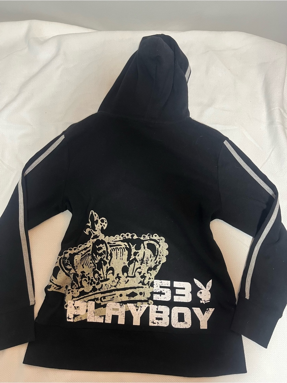 PLAYBOY Black Kids Hoodie with Silver Crown Graphic
